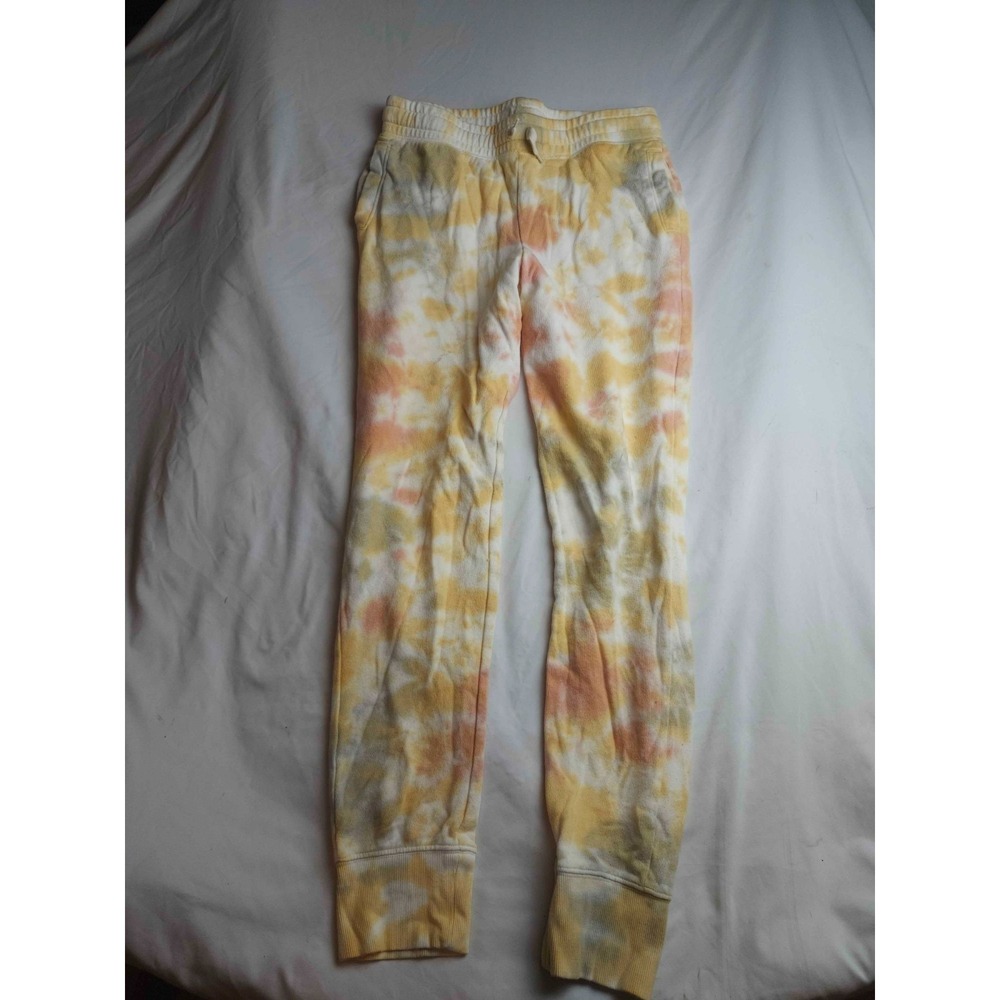 Old Navy Joggers Girls Size XL Yellow Tie Dye Elastic Waist Lounge Active Casual